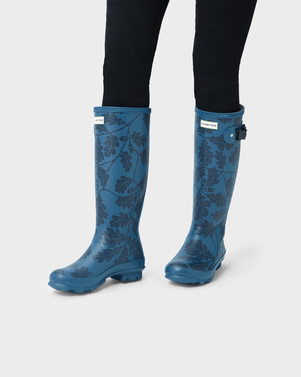 Womens Tall Rain Boots - Hunter National Trust Print Norris Field (21ESVDPMR) - Blue